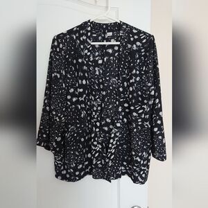 H&M Divided H&M Black & White Print Open Kimono blouse